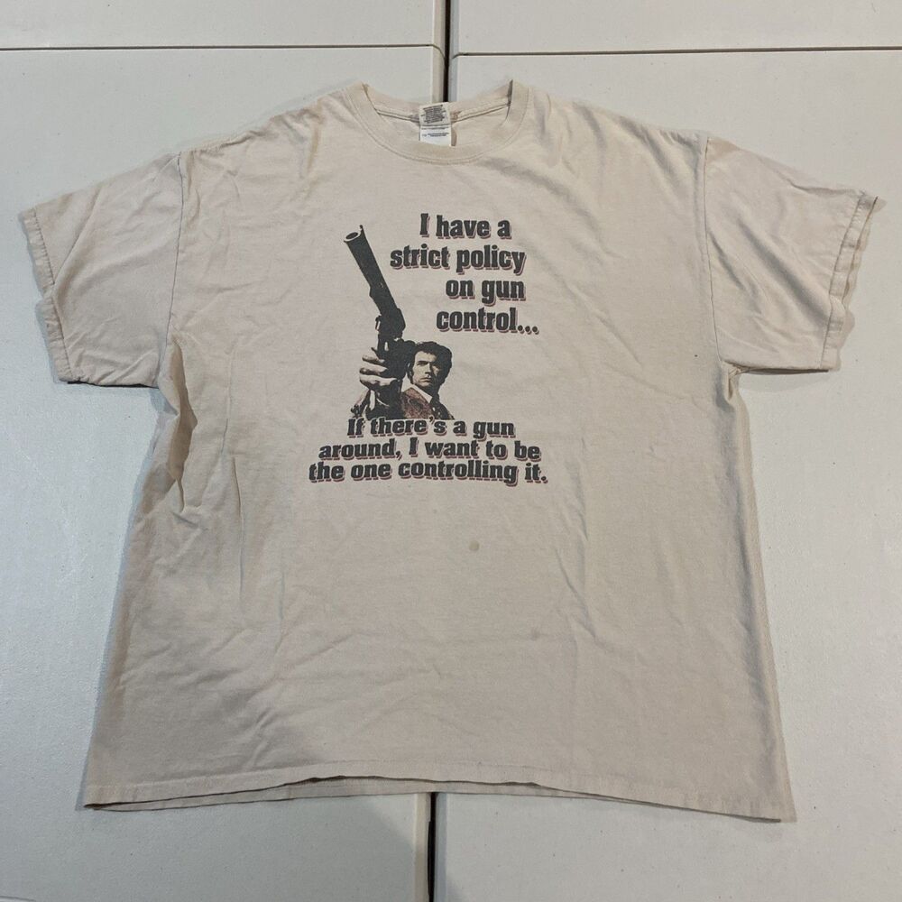 Vintage Dirty Harry Gun Control Movie Unisex Heavy Cotton Tshirt XL Flaws